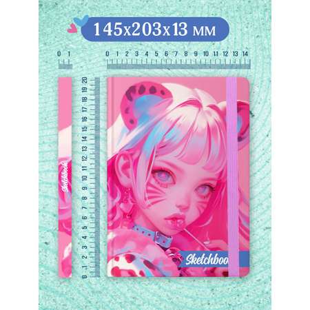 Скетчбук Проф-Пресс блокнот на резинке. Wild pink. А5 80 лист. 1 шт.