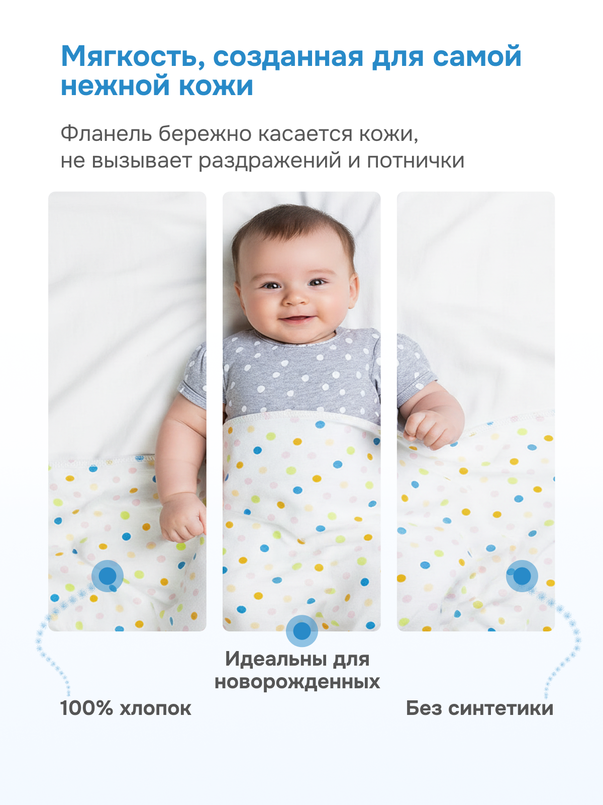 Пелёнка Чудо-Чадо Сыночку/Горох фланель 85х120 см 2 шт. - фото 3