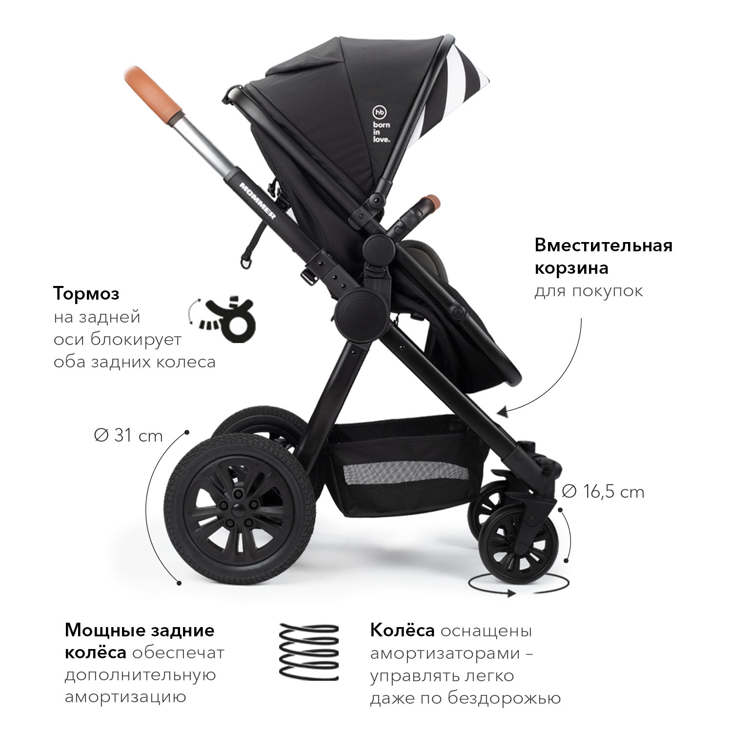 Коляска трансформер Happy Baby Mommer black - фото 8