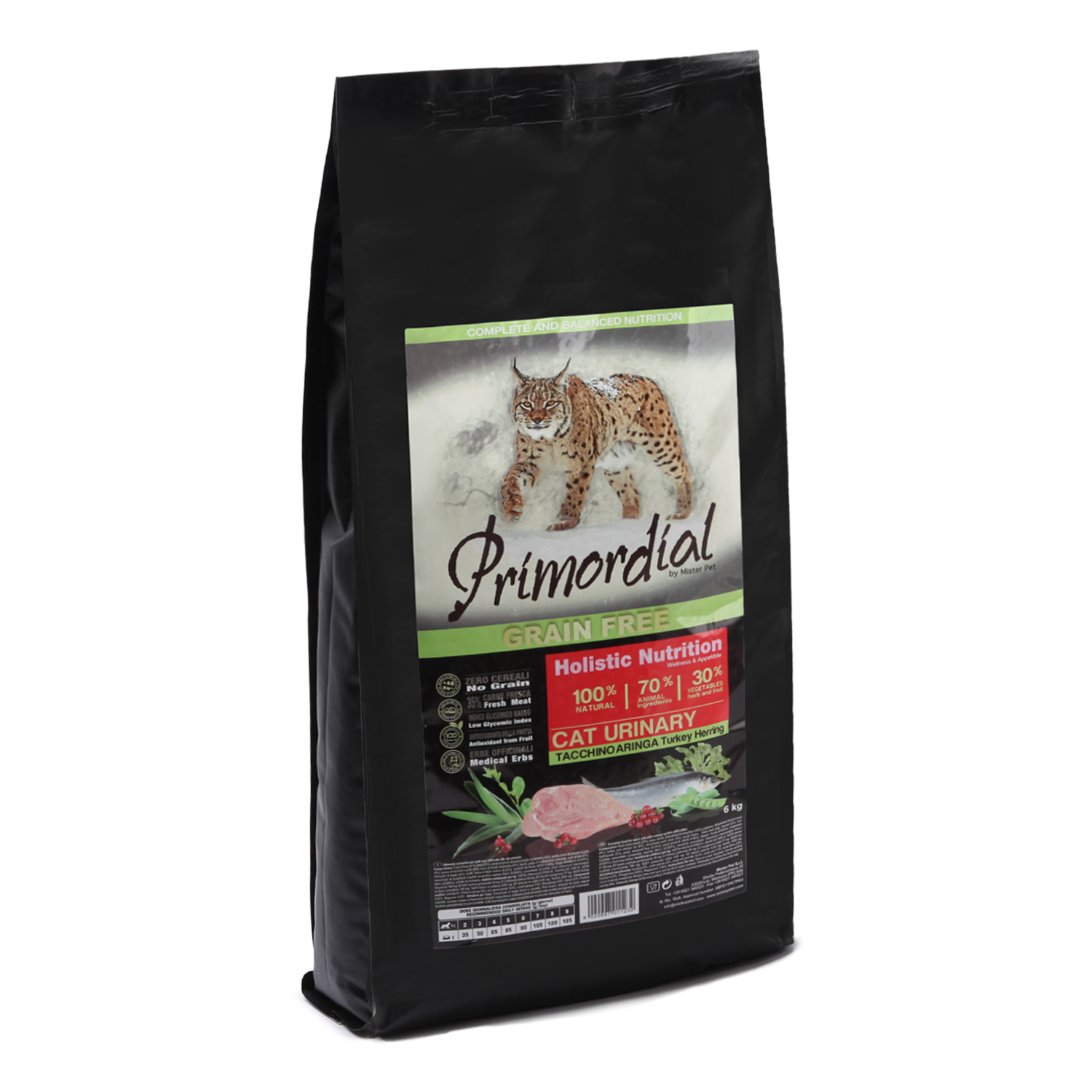 Корм сухой для кошек Primordial 6кг беззерновой индейка-сельдь с МКБ - фото 1