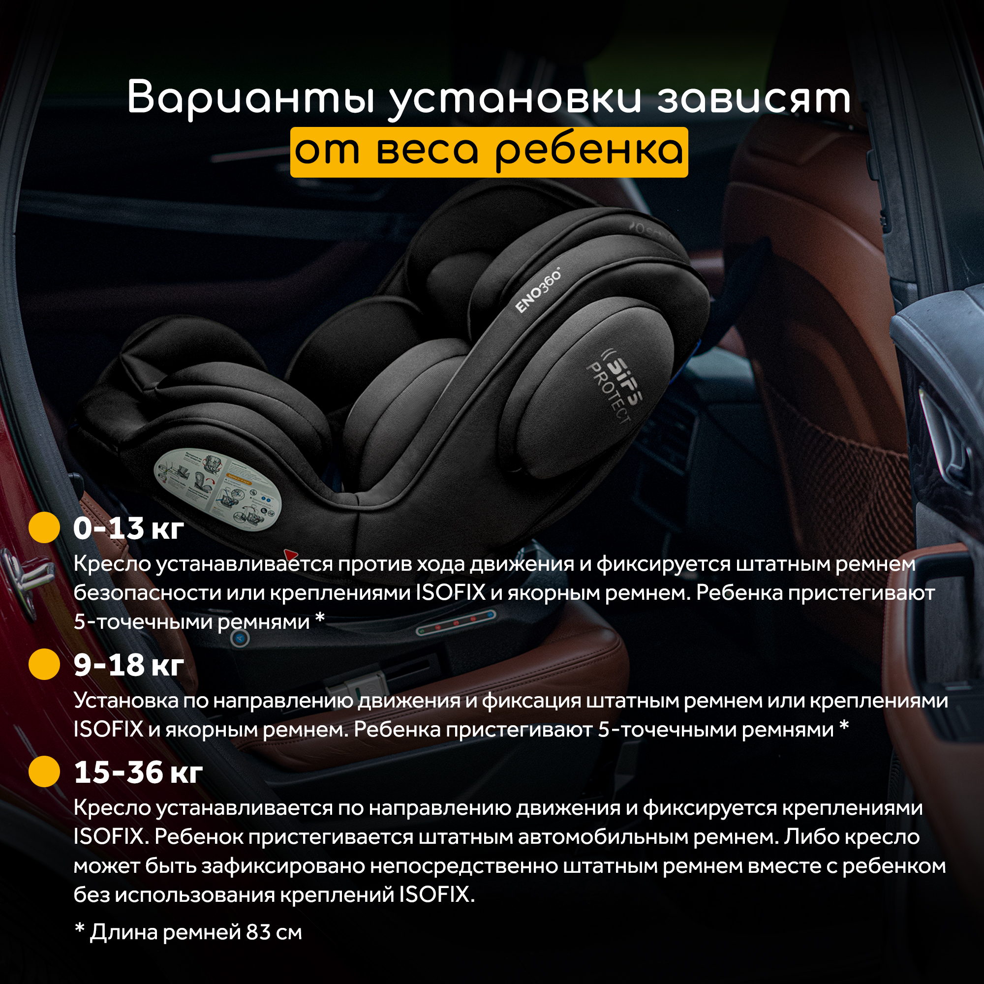 Автокресло Osann Eno 360 Carbon 0-36 кг Isofix 0+/1/2/3 (0-36 кг) черный - фото 8