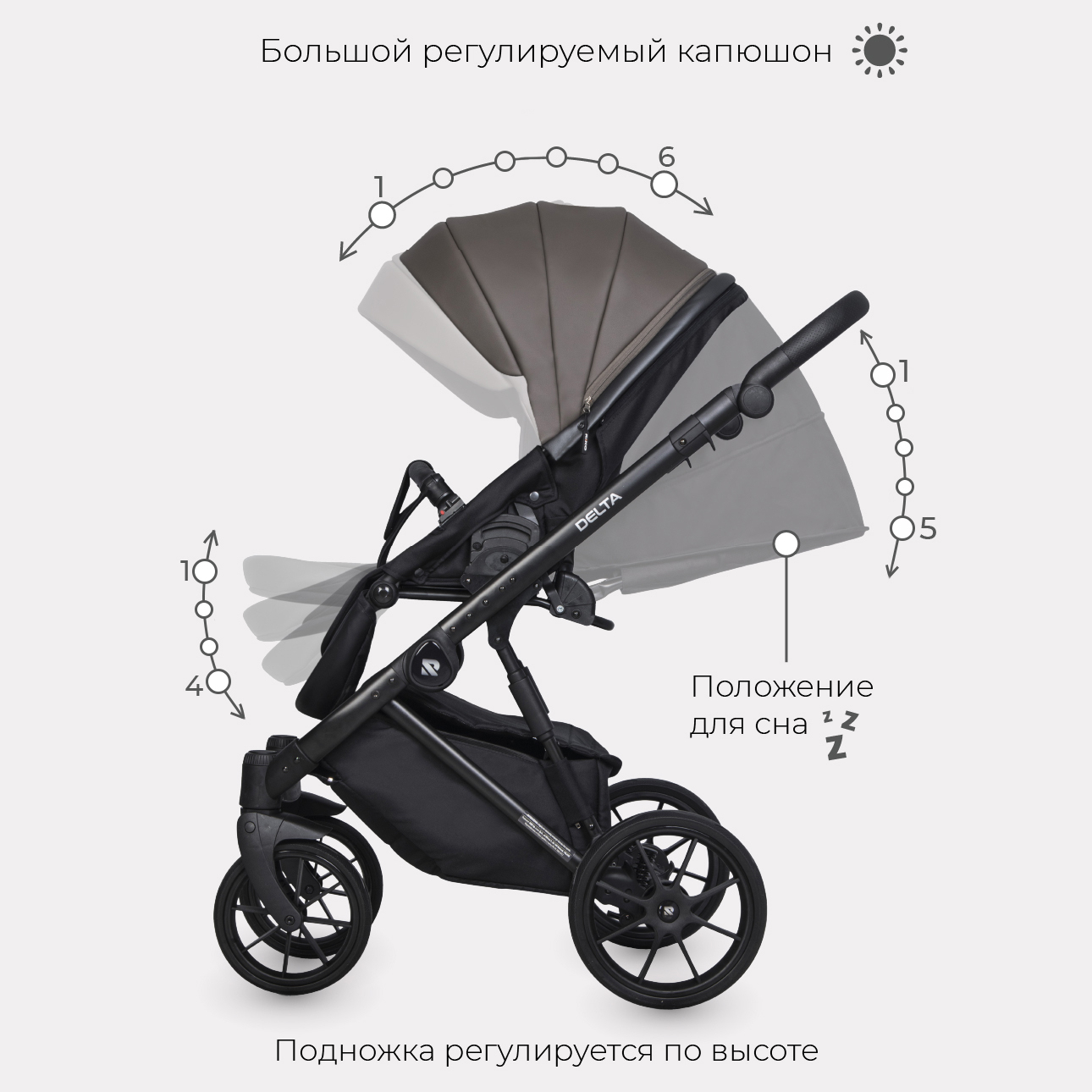 Коляска 3в1 Riko Basic Delta Ecco - фото 7