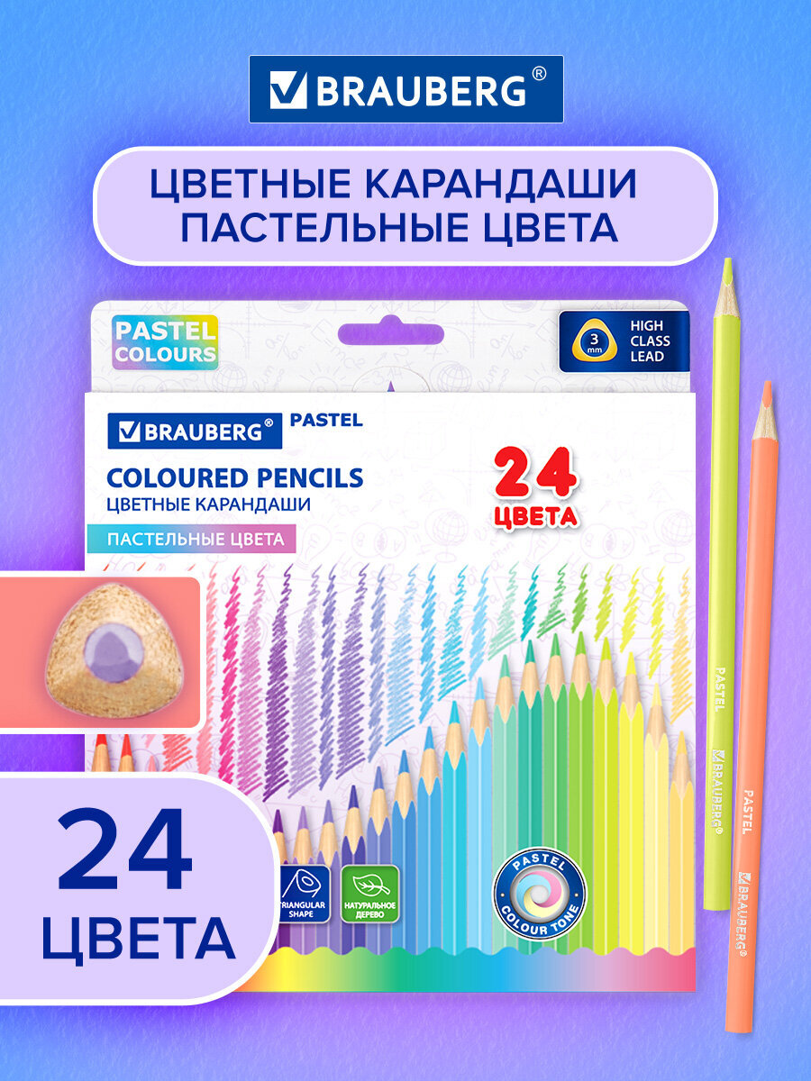 Карандаши цветные Brauberg 24 шт. - фото 1