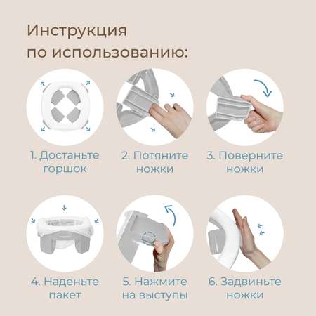 Горшок дорожный ROXY-KIDS складной с многоразовой вкладкой Handy Potty 3 в 1 цвет серый-мятный