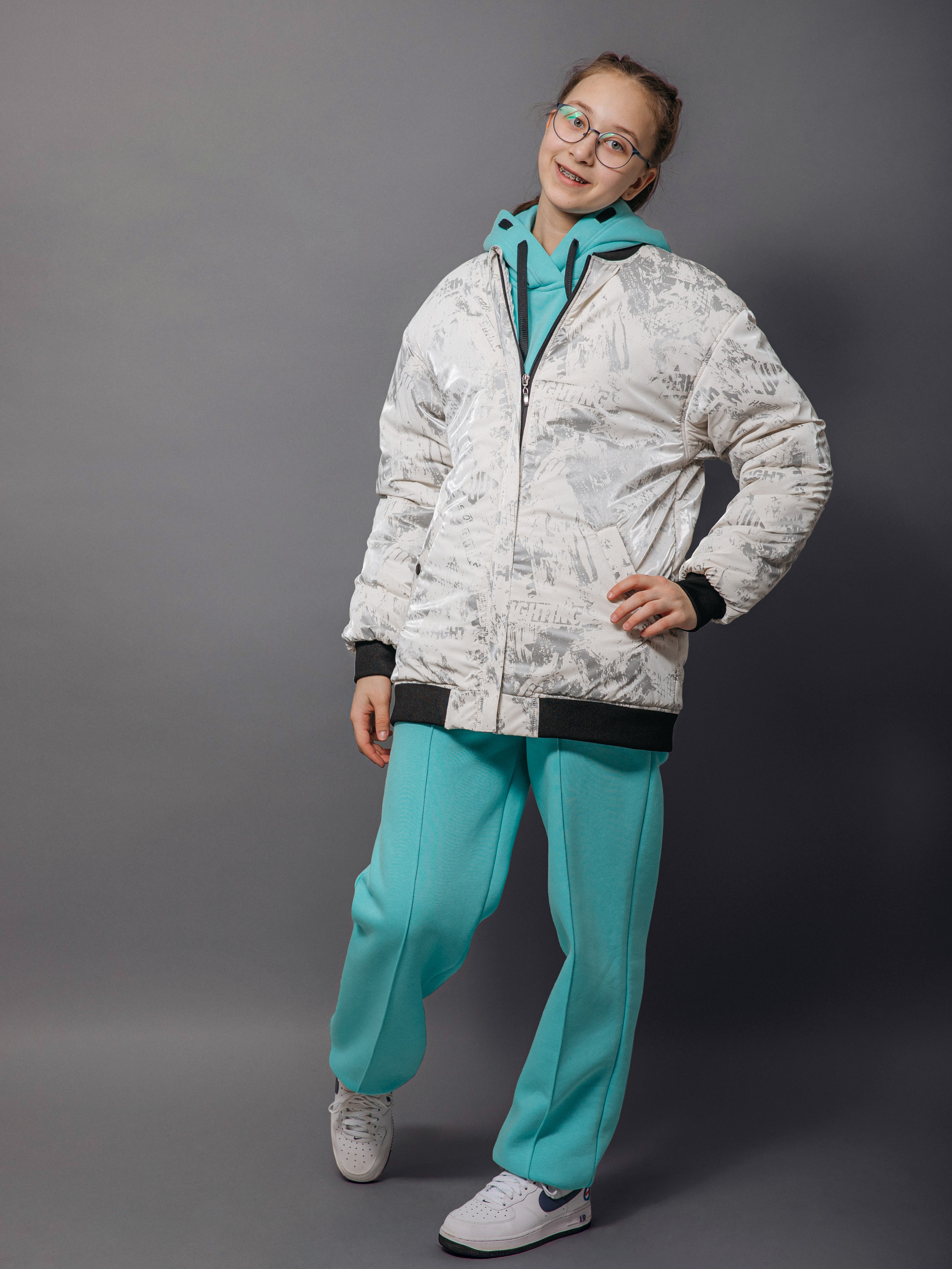 Бомбер Аврора 1043-Д/белый-принт - фото 4