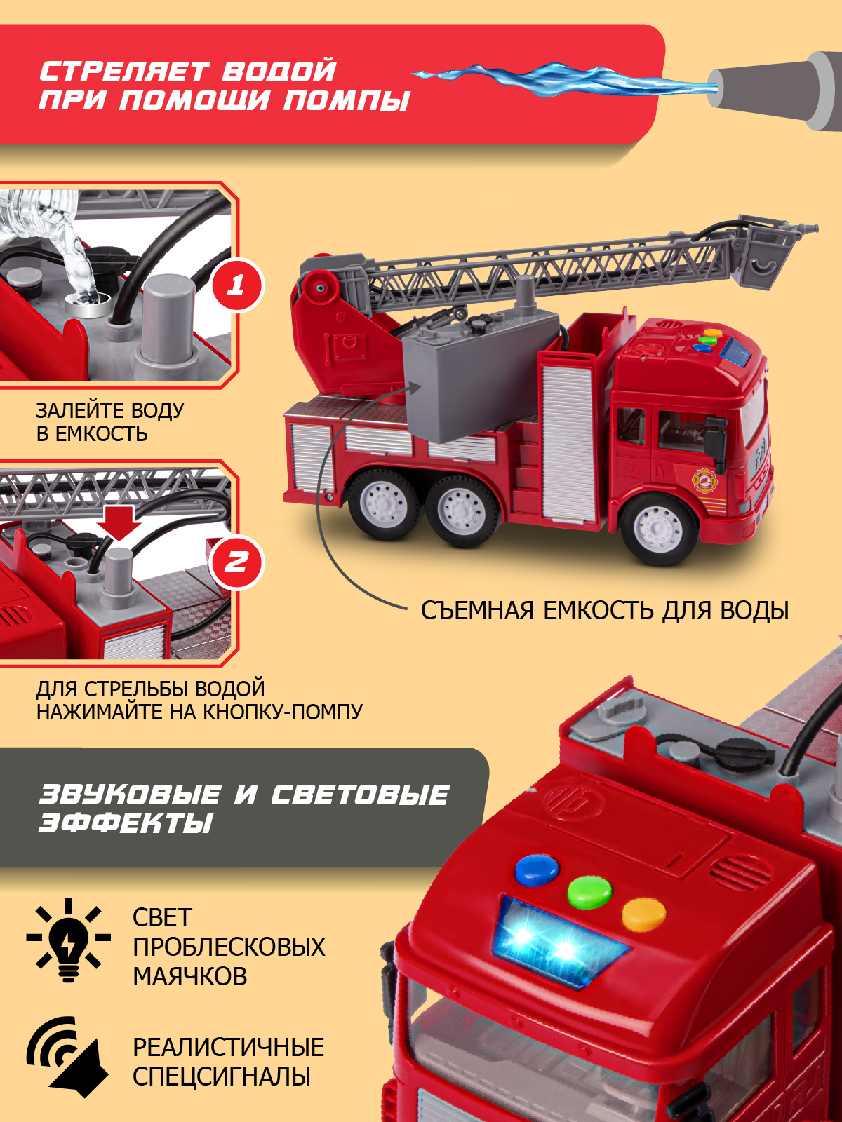 Пожарная машина AUTODRIVE с водой JB0405293 - фото 2