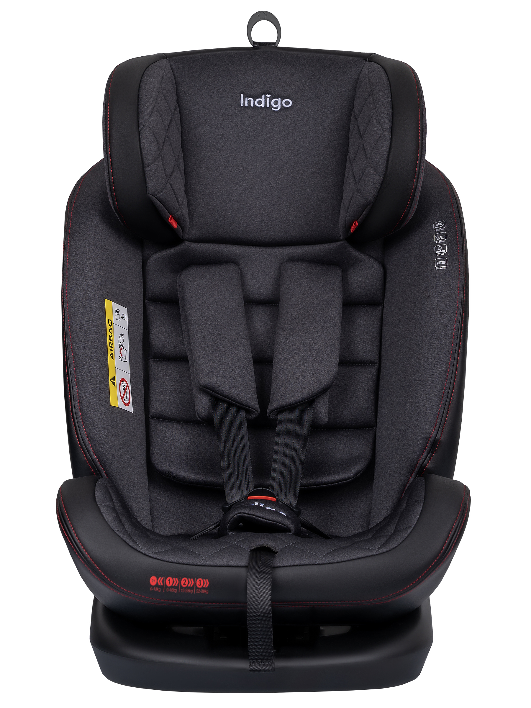 Автокресло Indigo Aero, черный-красный Isofix 0+/1/2/3 (0-36 кг) - фото 4
