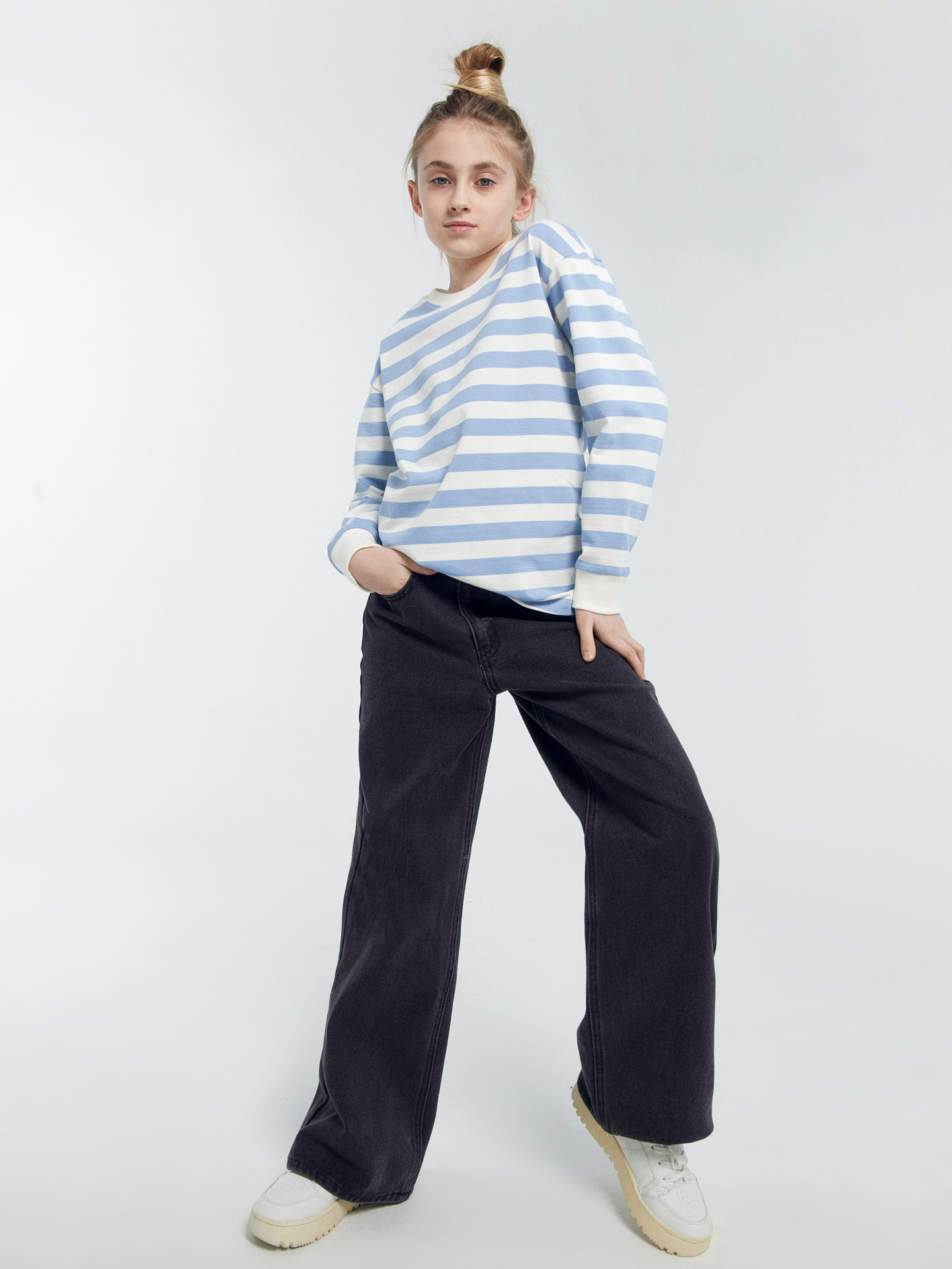 Лонгслив Mark Formelle (Марк Формэль) 127908/1/бело -голубая полоска - фото 5