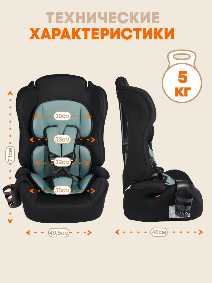 Автокресло ZLATEK Atlantic lux 1/2/3 (9-36 кг) зеленый - фото 9