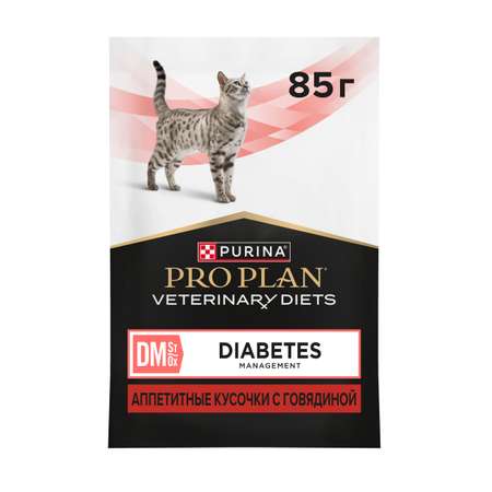 Корм для кошек PRO PLAN Veterinary Diets с говядиной при диабете пауч 85г