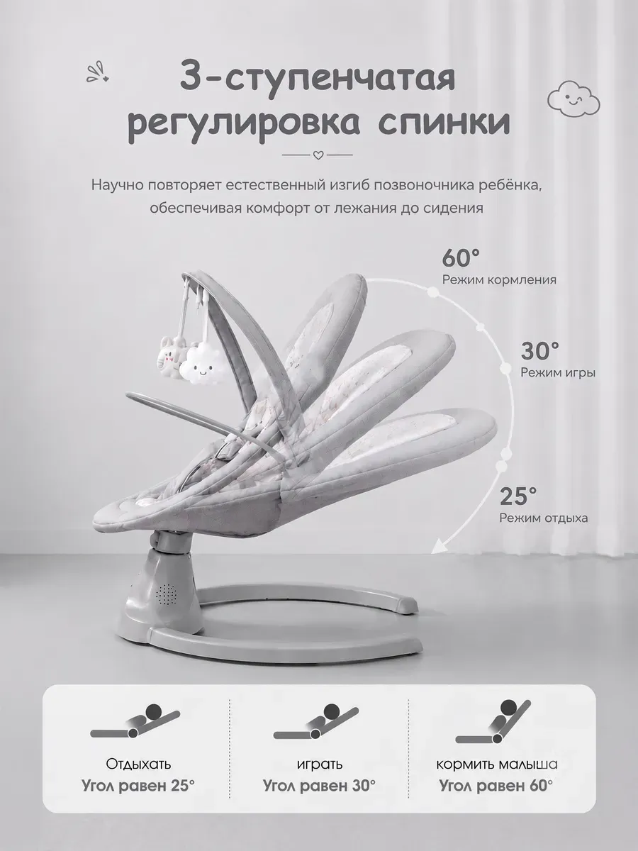 Шезлонг CINLANKIDS серый - фото 4