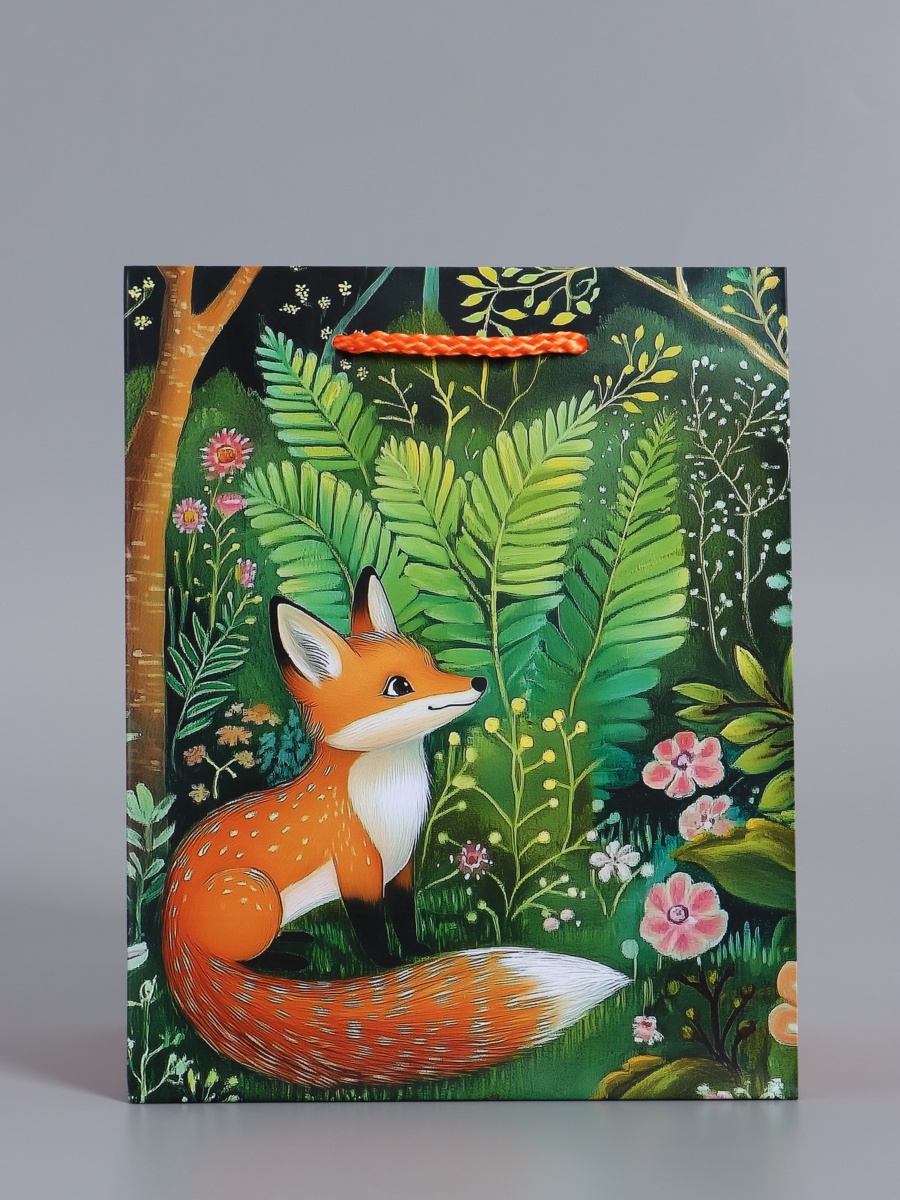 Пакет подарочный Арт и Дизайн Лесные жители зелёный 18×22.3×10 см - фото 2