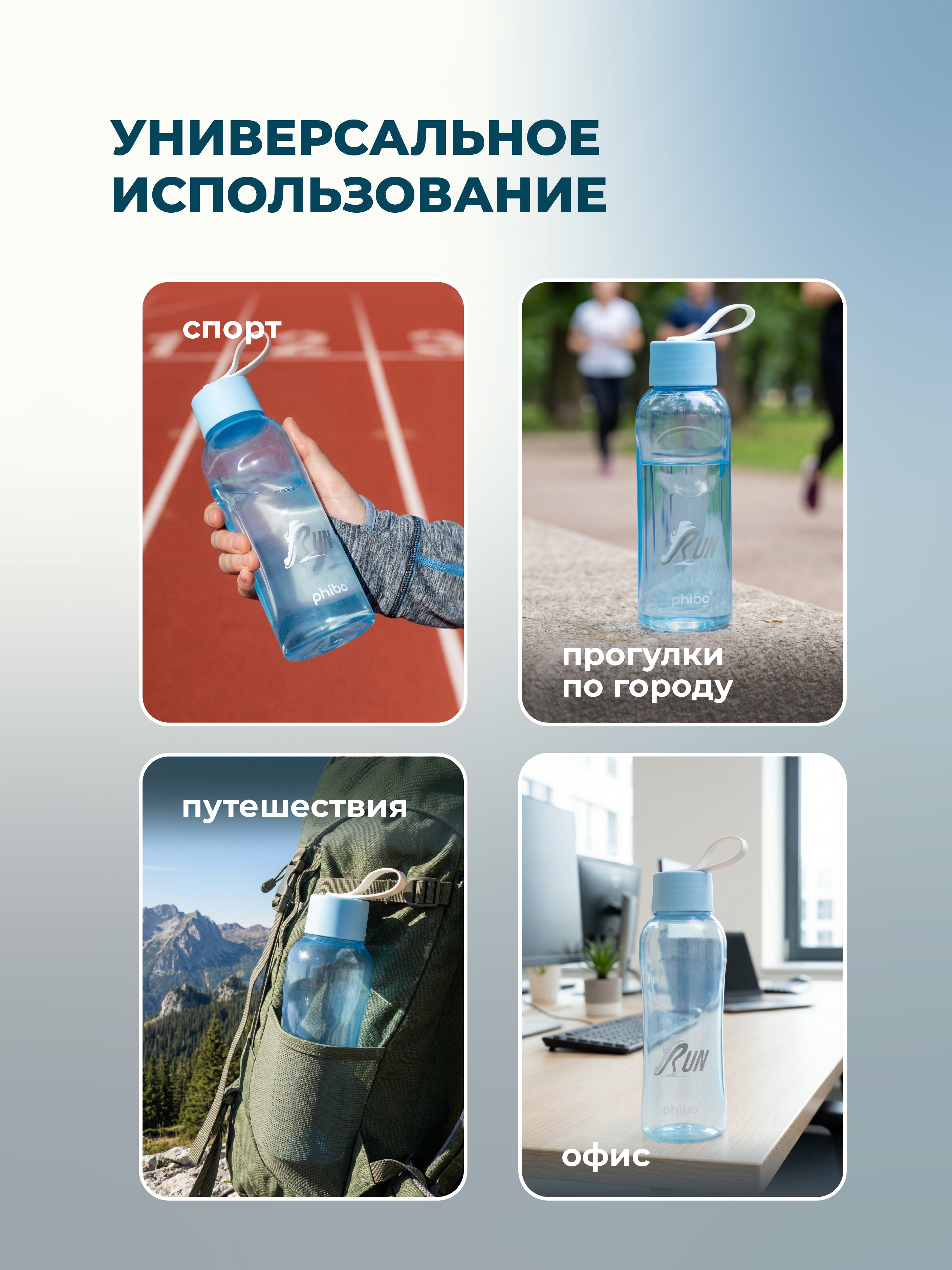 Бутылка Phibo 0,5л голубой 500 мл - фото 3