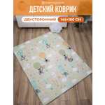Развивающий коврик детский Mamagoods для ползания складной двусторонний игровой 145 x 180 см Воздушные шары и Синие слоны