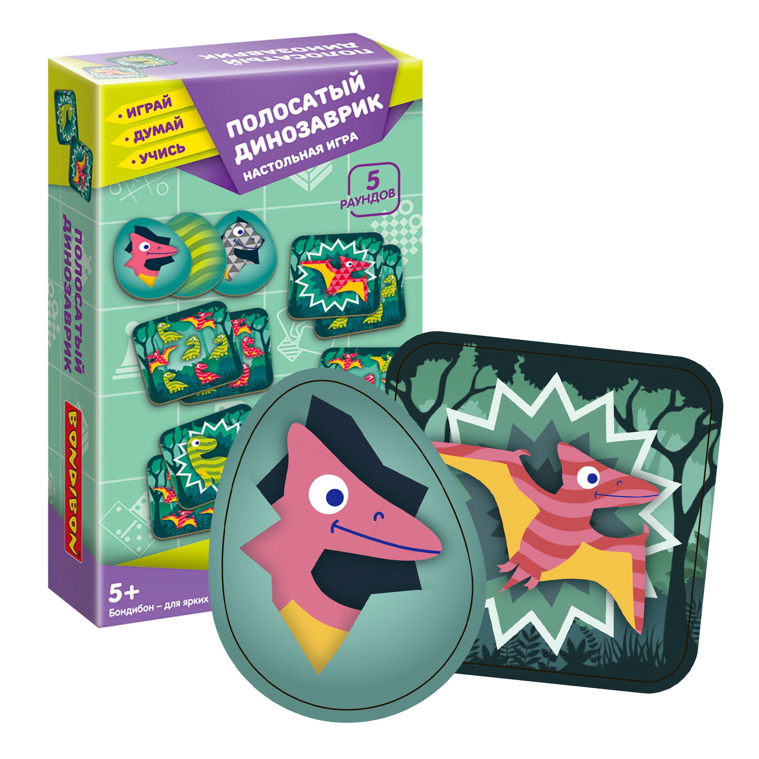 Настольная игра Bondibon карточки Полосатый динозаврик - фото 1