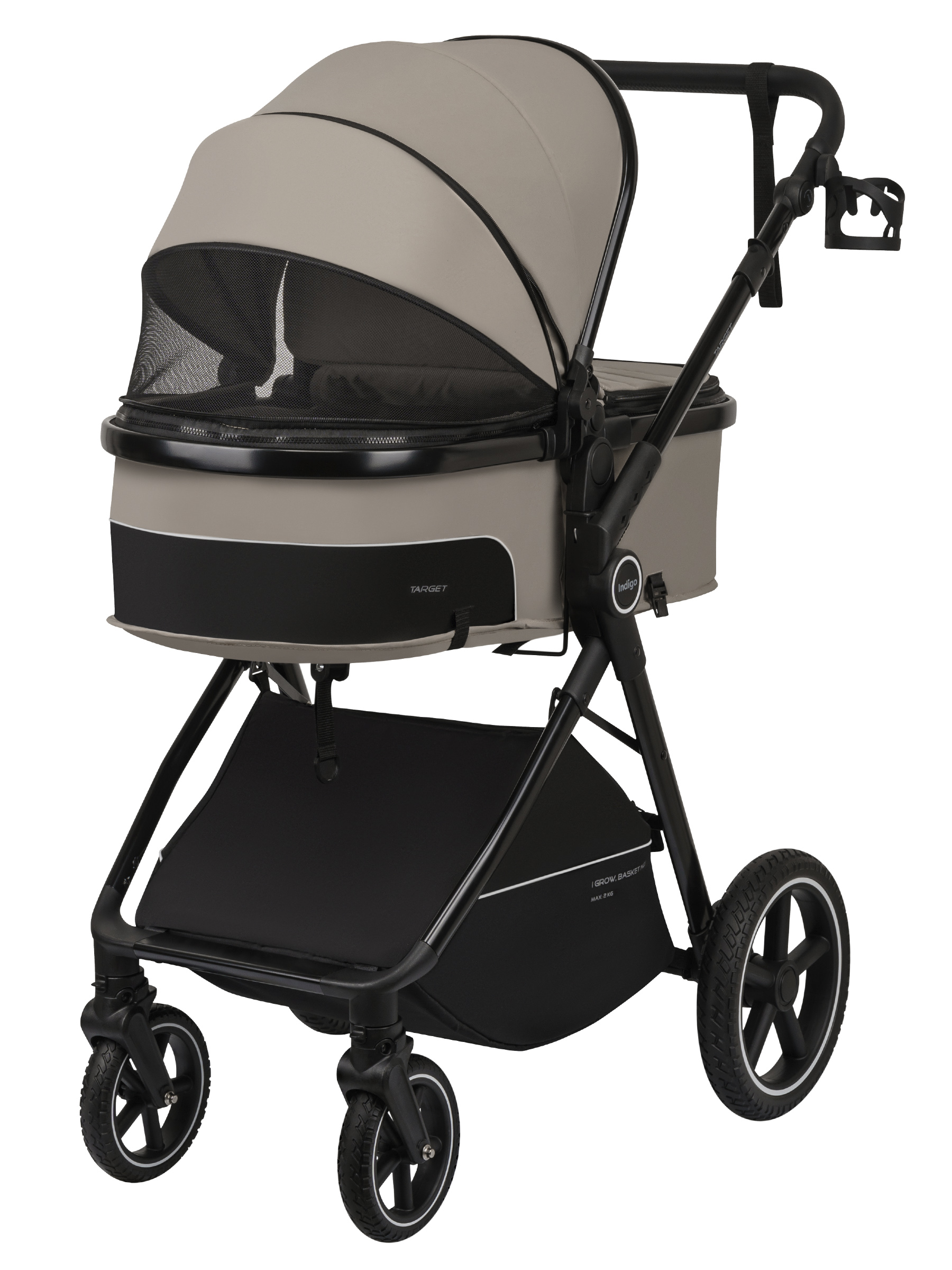Коляска трансформер Indigo TARGET 3в1 бежевый - фото 16