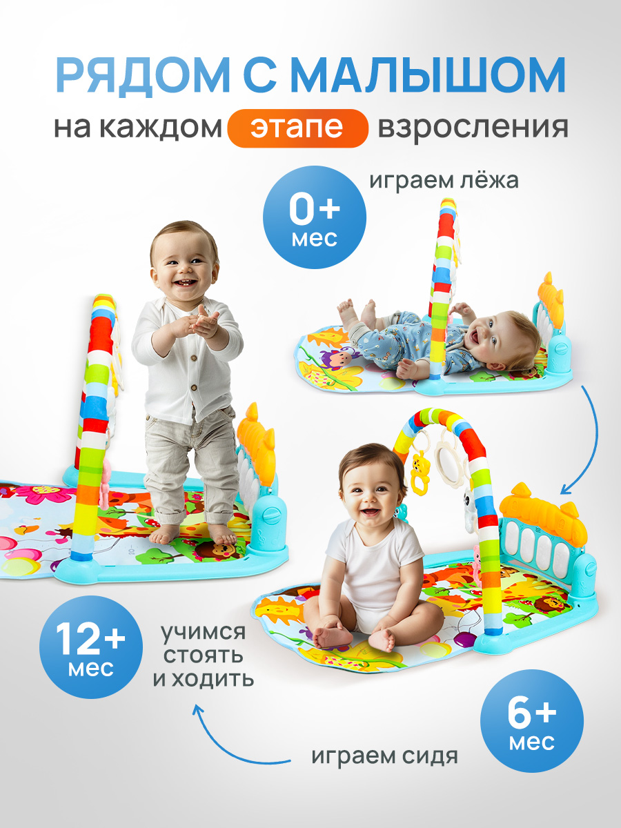 Коврик Рыжий кот с дугами Голубой - фото 4