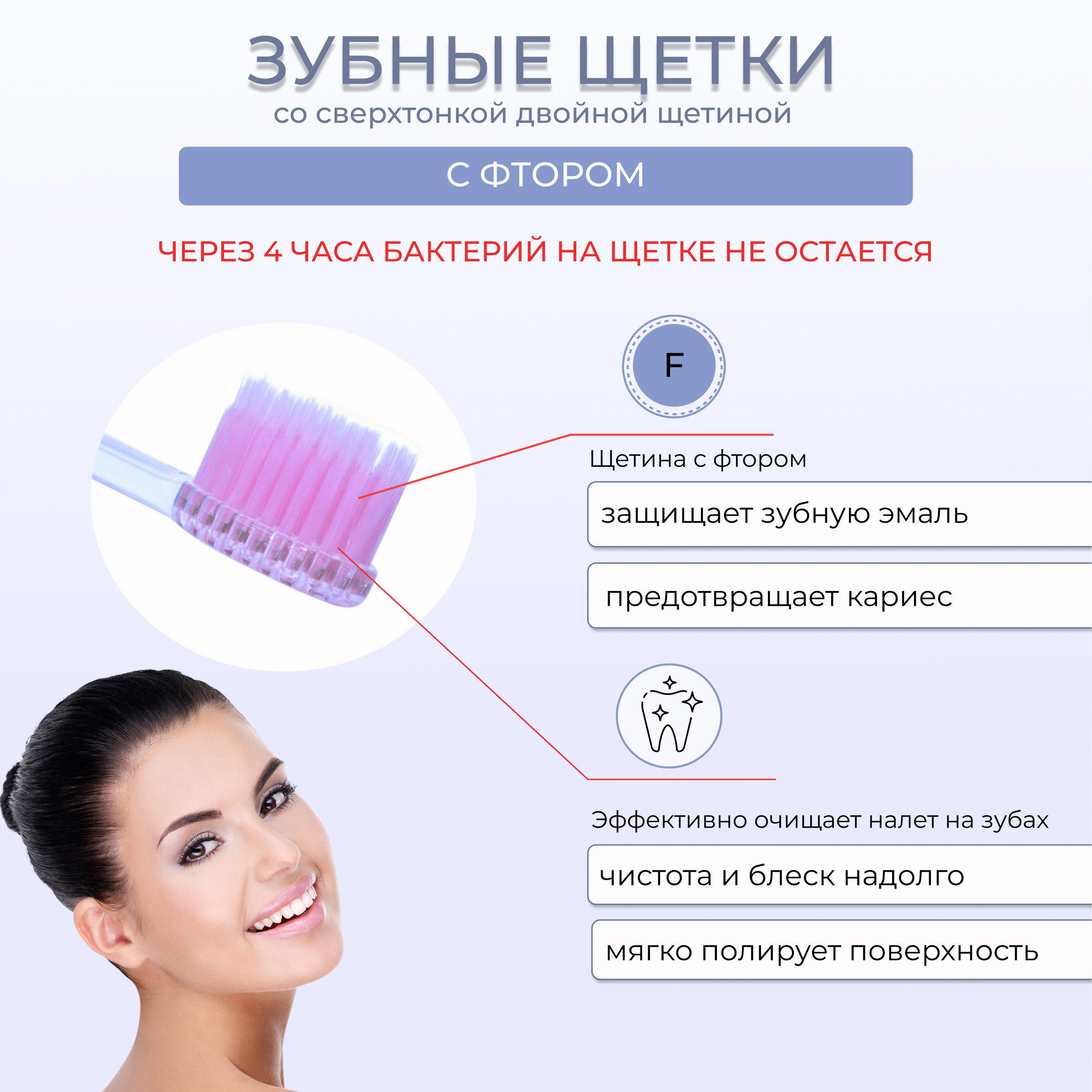 Зубная щетка классическая DENTAL CARE 4 шт. - фото 3
