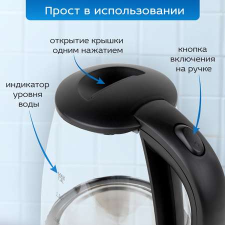 Чайник CROMEX электрический для кухни стеклянный 1,8 л