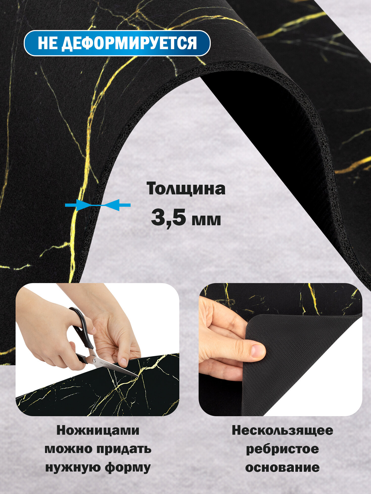 Коврик для сушки посуды BoomHouse нано впитывающий кухонный 30х40 см диатомитовый нескользящий - фото 4