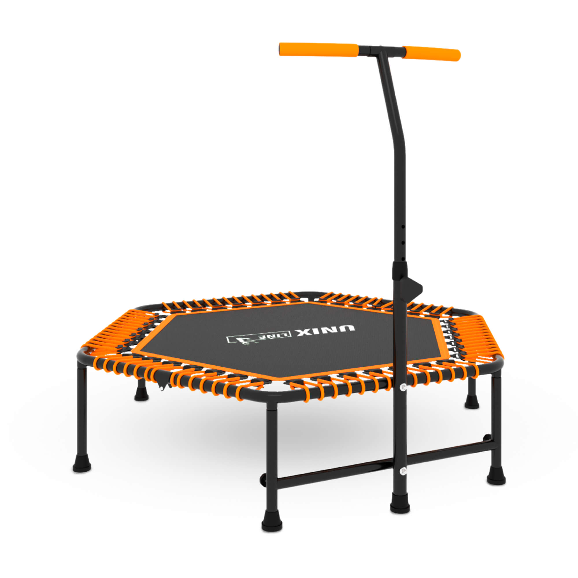 Батут спортивный с ручкой UNIX line Fitness Orange диаметр 125 см до 130 кг фитнес батут для джампинга - фото 15