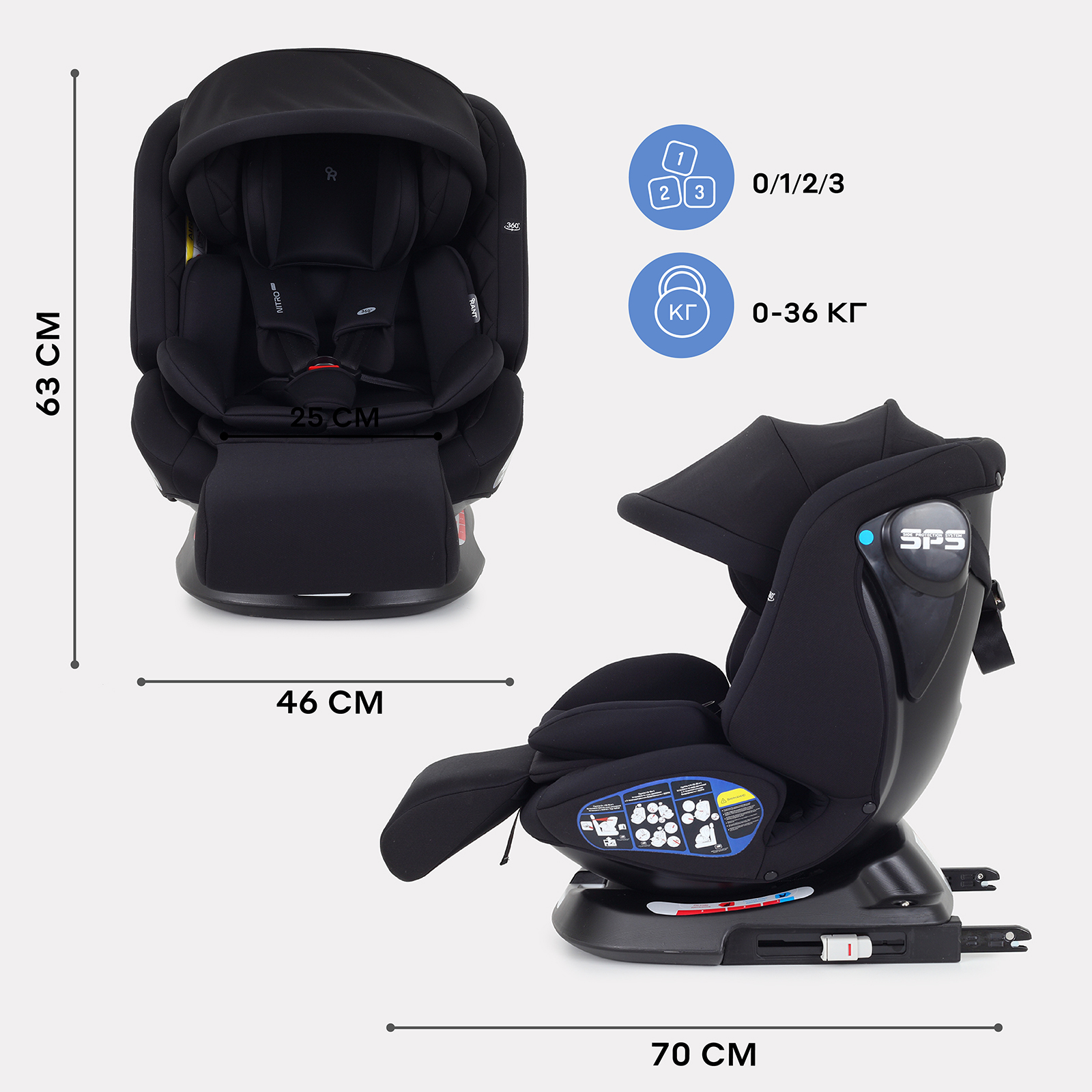 Автокресло Rant Nitro Plus isofix Isofix 0+/1/2/3 (0-36 кг) черный - фото 3