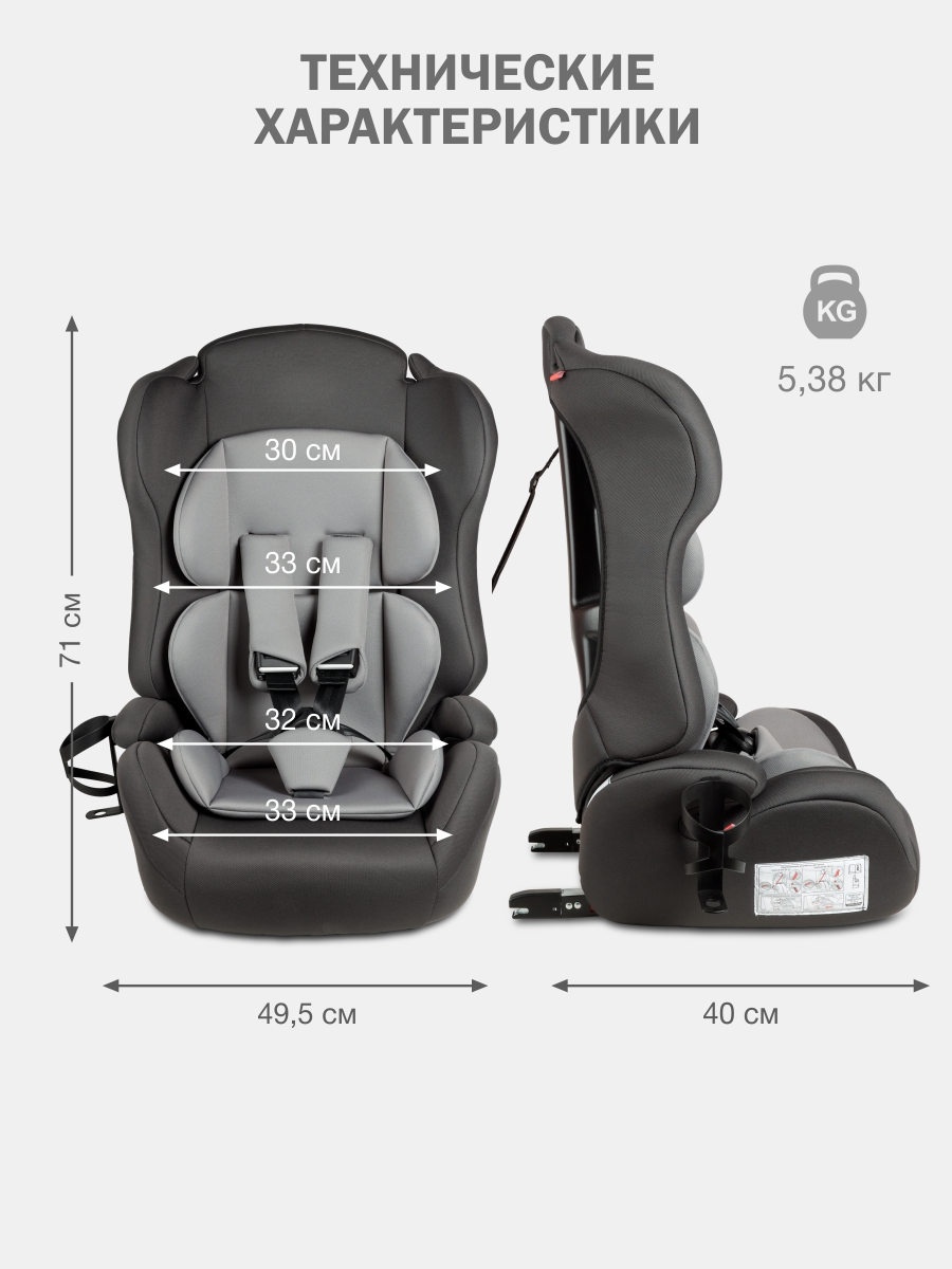 Автокресло SIGER НЕКСТ ISOFIX Isofix 1/2/3 (9-36 кг) серый - фото 2