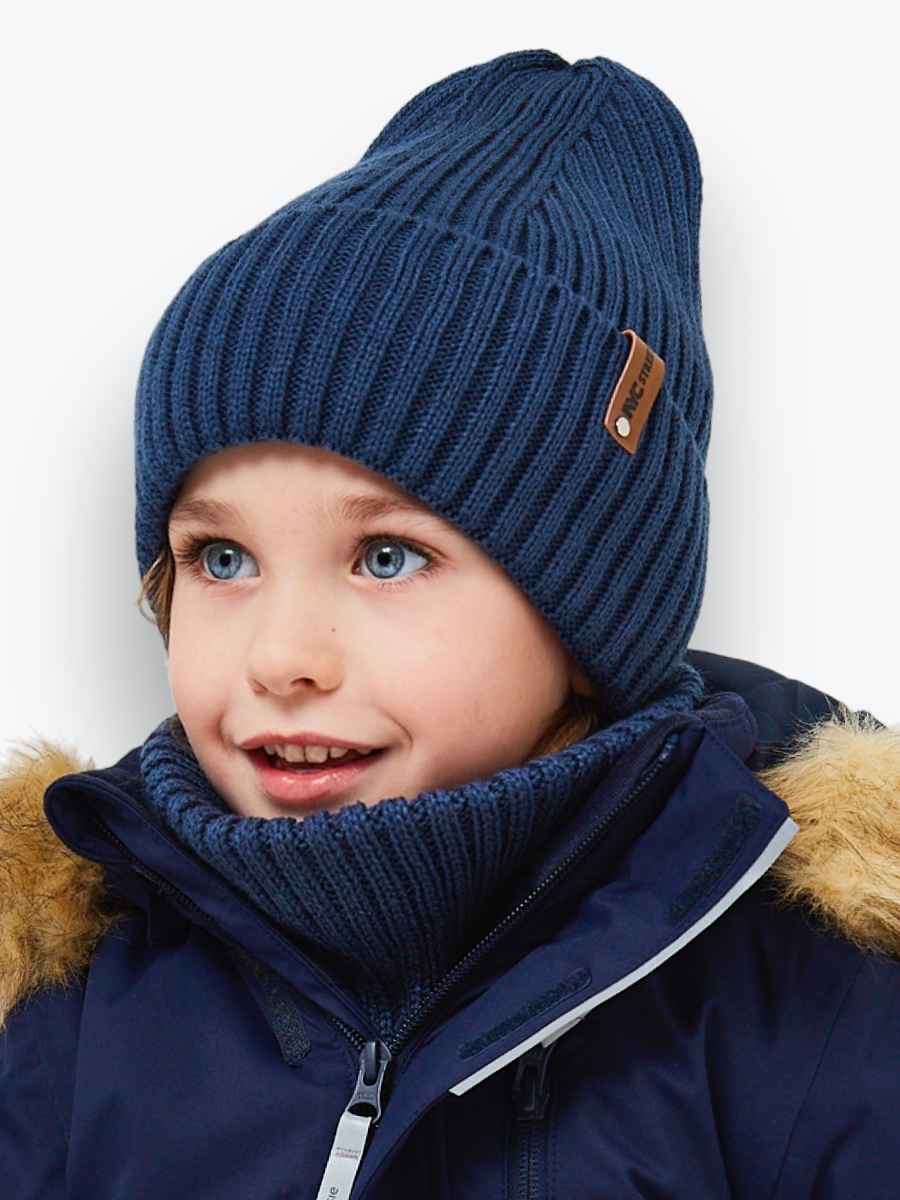 Шапка и снуд NYCkids NYC-H-53-poloski-jeansB - фото 1