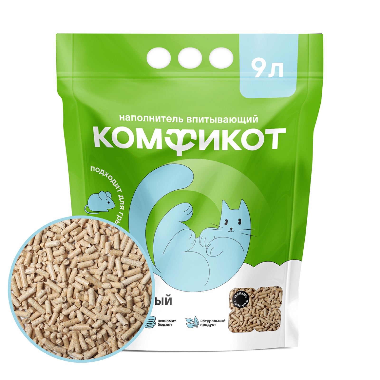 Наполнитель КОМФИКОТ 9 л впитывающий, древесный - фото 1