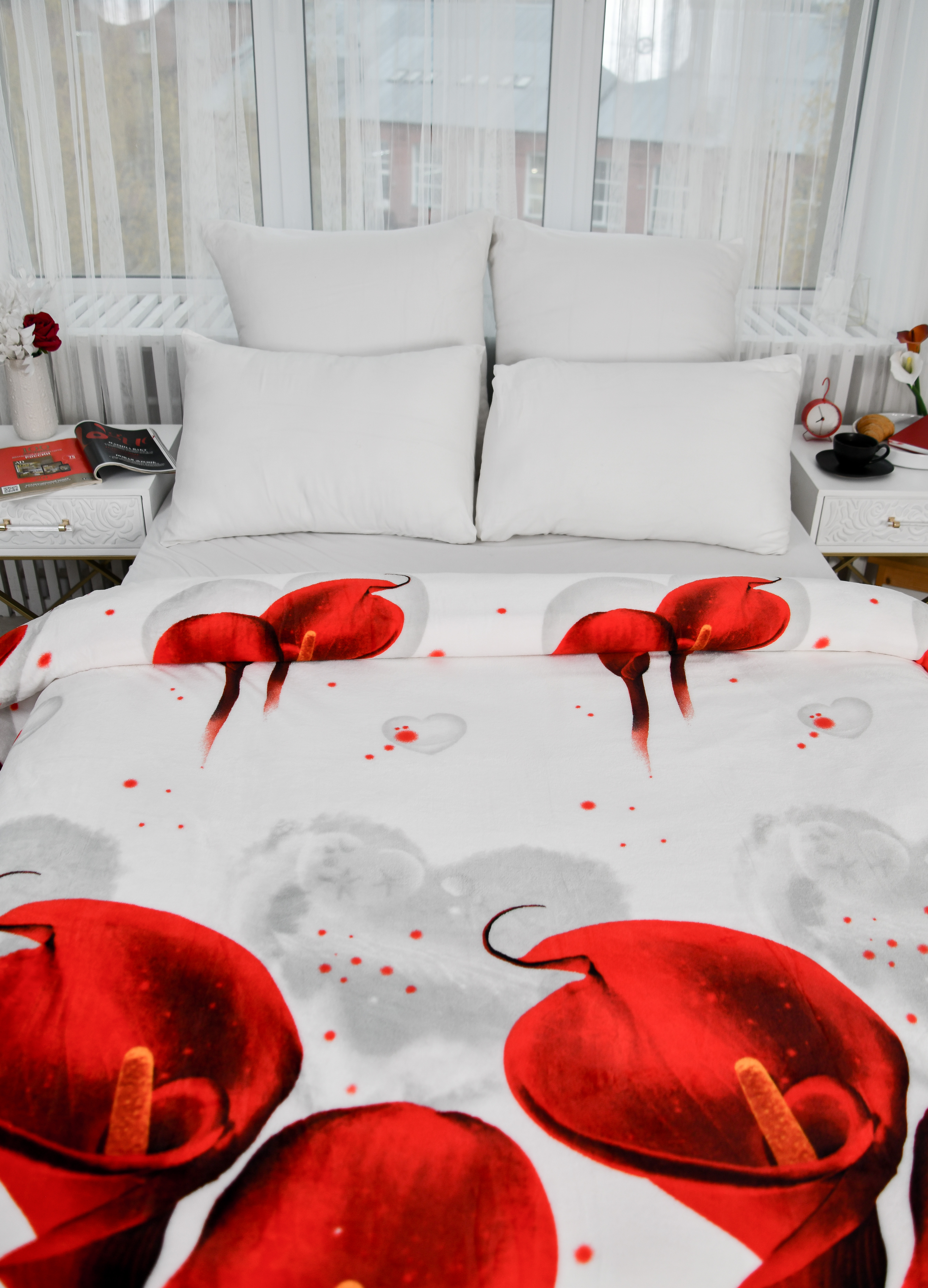 Плед PAVLine Аэро Софт Каллы на белом 150 x 200 см - фото 3