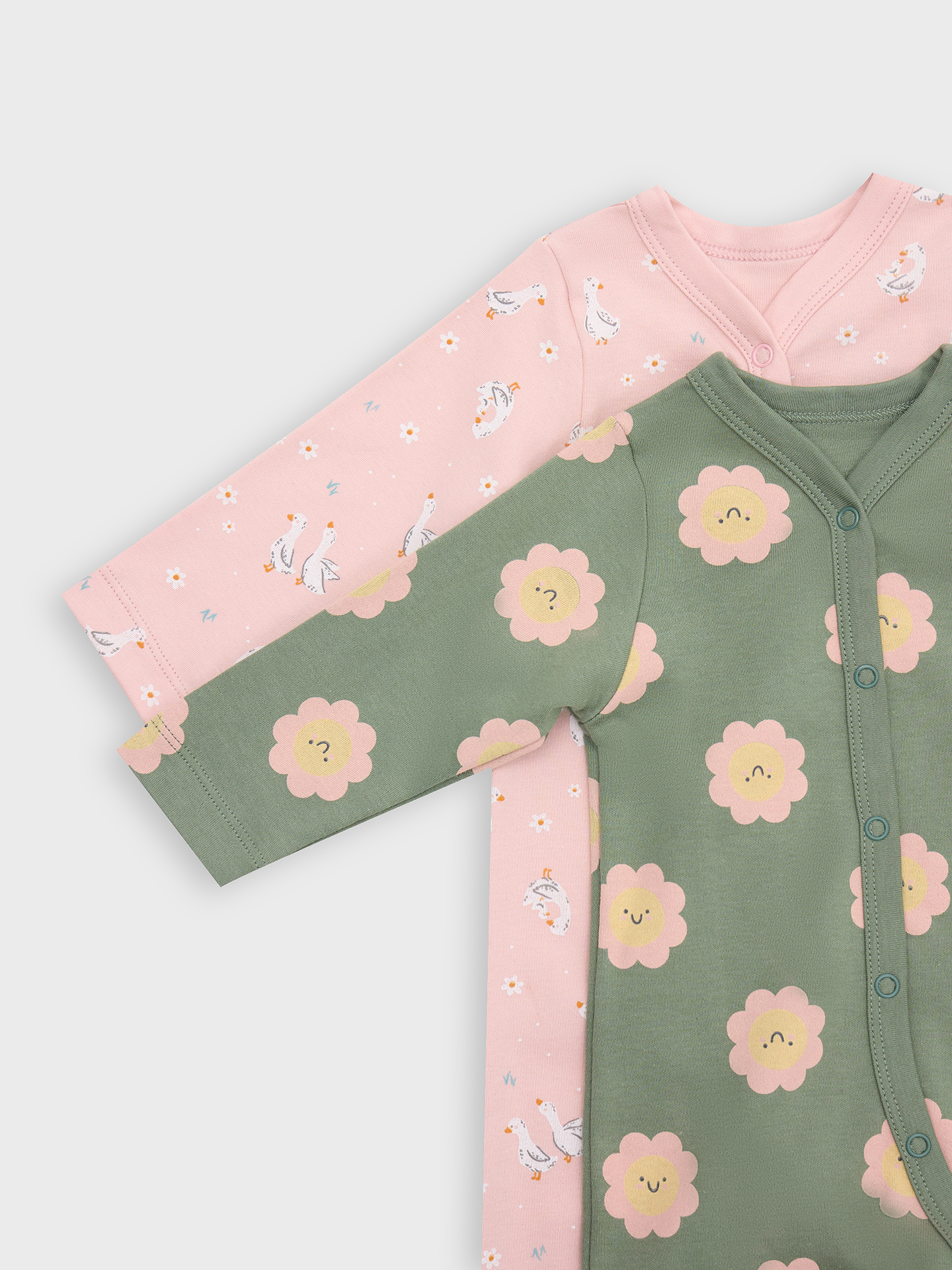 Комбинезон 2 шт Mark Formelle (Марк Формэль) 14005-2/уточки на св.розовом +цветы на зелени - фото 4