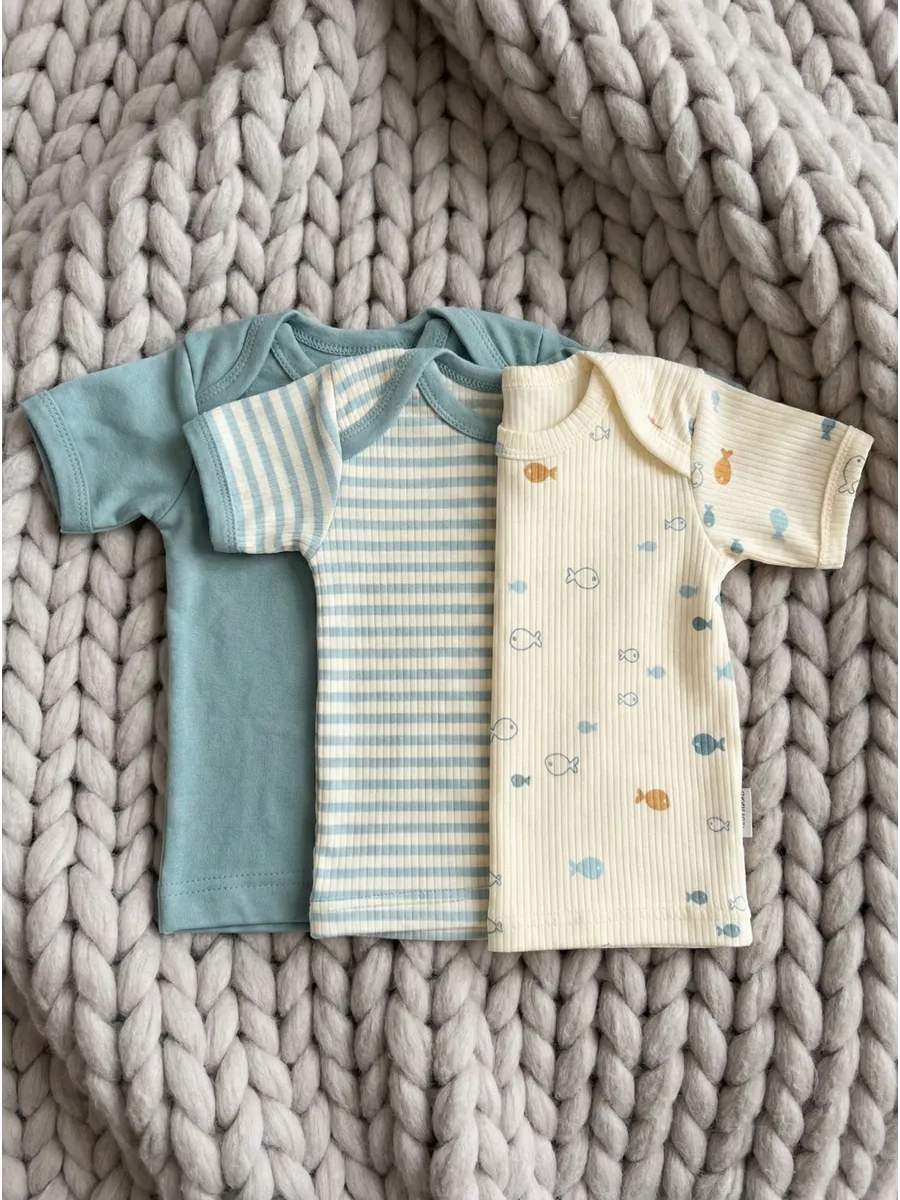 Футболки 3 шт Супер Пупс нбр/3пр/футб/голубыерыбки - фото 2