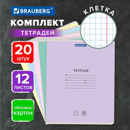 Тетрадь Brauberg клетка 12 лист. 20 шт.
