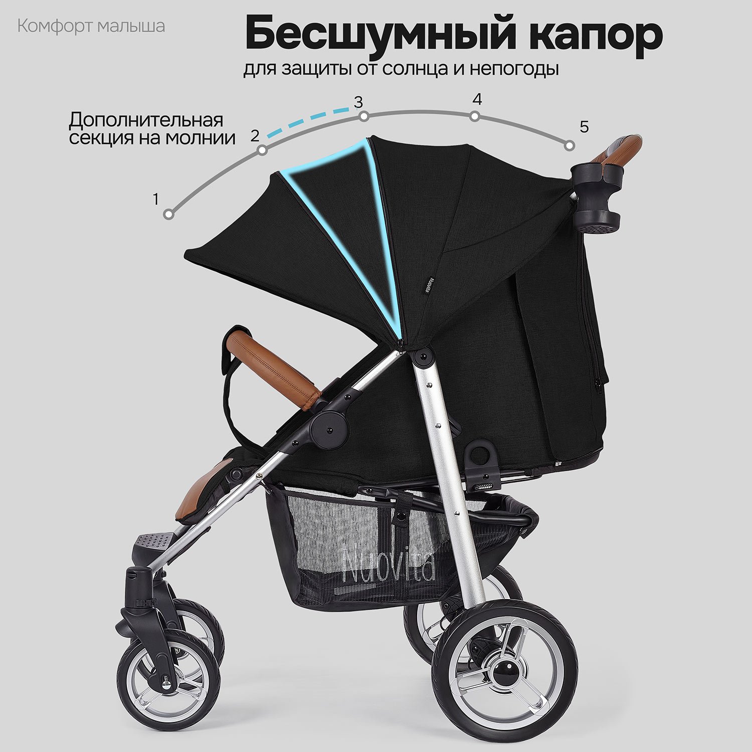 Коляска прогулочная Nuovita Corso черный - фото 5