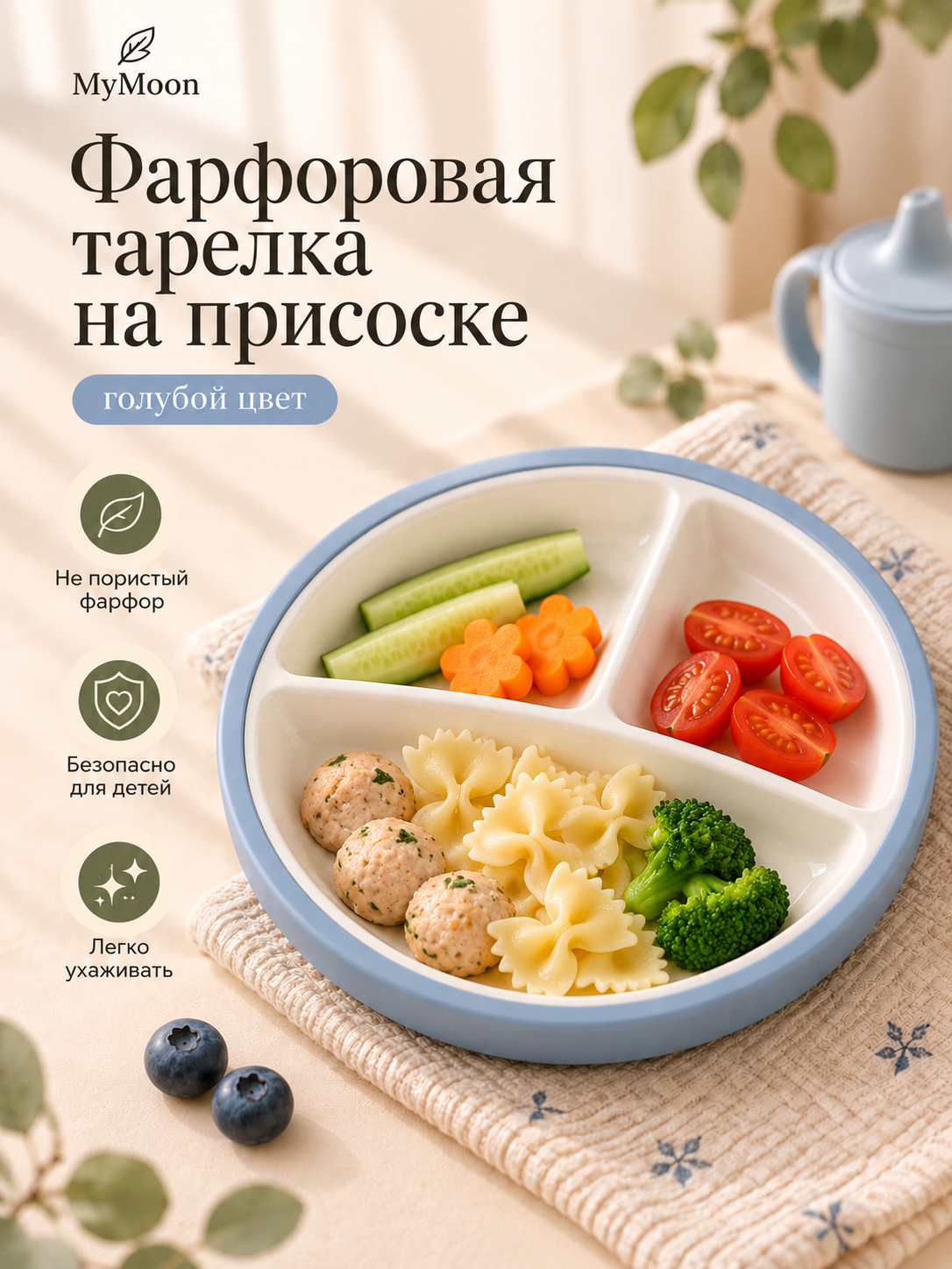 Тарелка MyMoon голубая 400 мл - фото 1