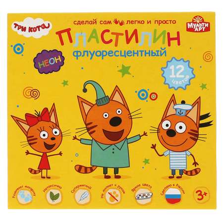 Тесто-пластилин МультиАРТ флуоресцентный 12 цв.