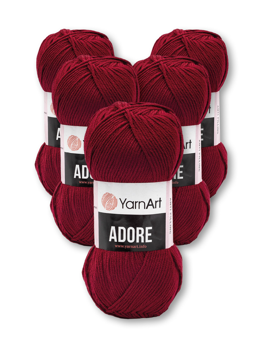 Пряжа для вязания YarnArt Adore 100 гр 280 м акрил с эффектом анти-пиллинга 5 мотков 353 бордо - фото 3