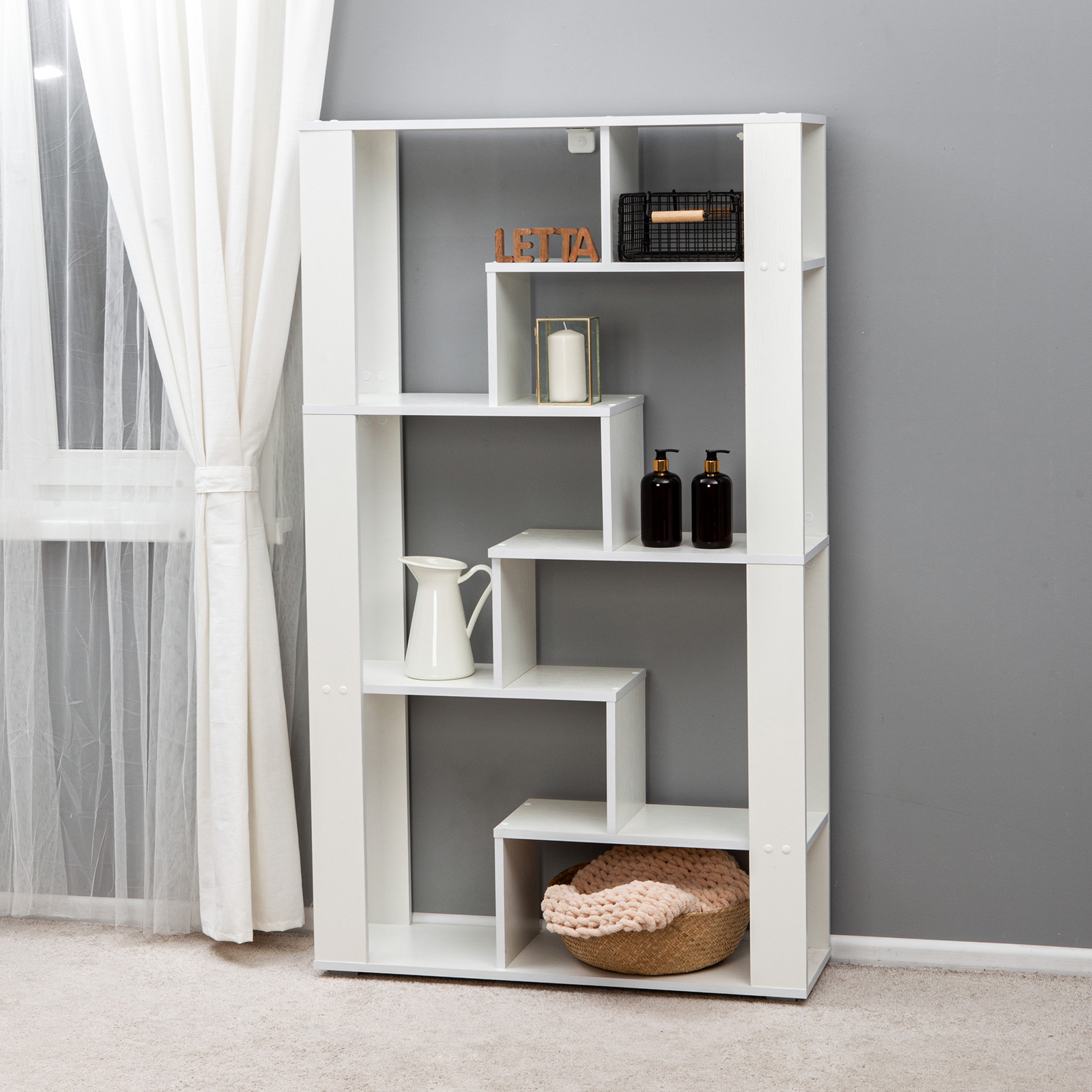 Стеллаж этажерка LETTA Lite Plus Белое тиснен 916х1572х280 - фото 3
