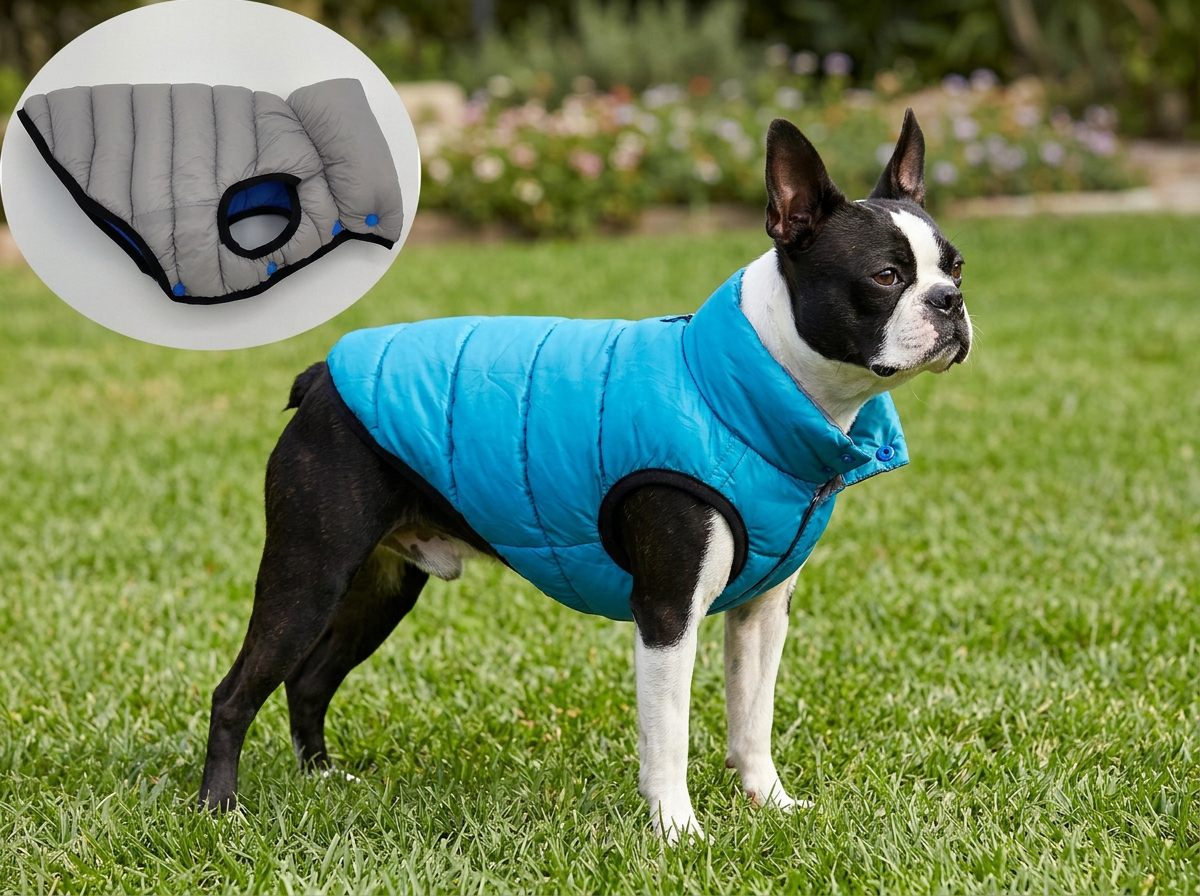 Куртка для собак Sima-Land двухсторонняя M голубая/серая - фото 1