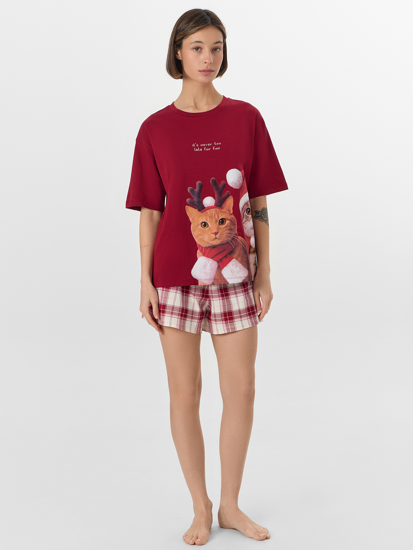 Пижама Mark Formelle (Марк Формэль) 592591/бордо +молочно -бордовая клетка - фото 1