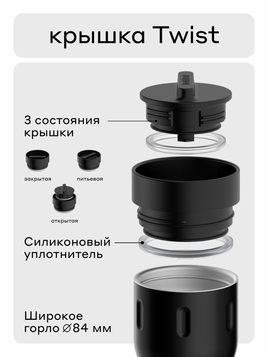 Термокружка для напитков 350 мл Tumbler Bobber черный - фото 3