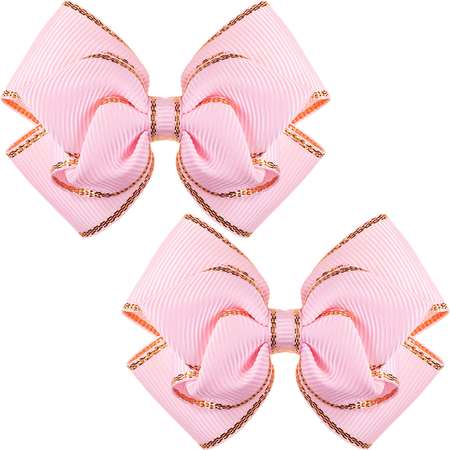 Бант Babys JOY 2шт Розовый-Золотой NY35-5