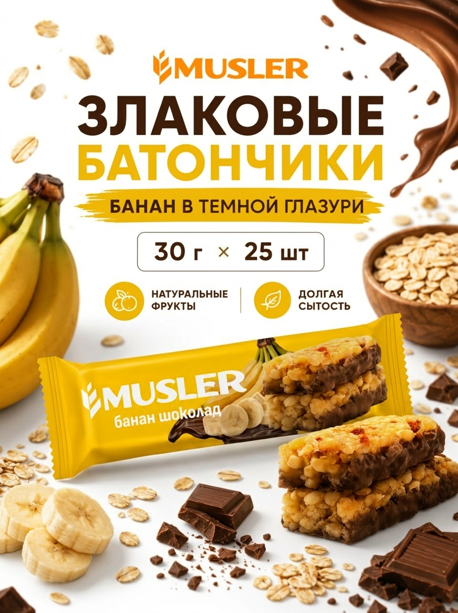 Злаковые батончики мюсли MUSLER Батончик 25 шт - фото 1