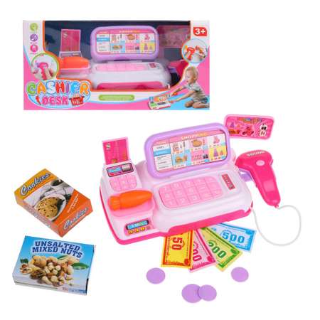 Игровой набор Наша Игрушка продукты, прилавок, касса, тележки и корзинки