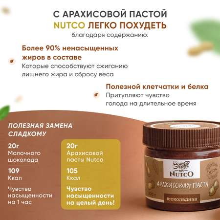 Арахисовая паста Nutco шоколадная без сахара