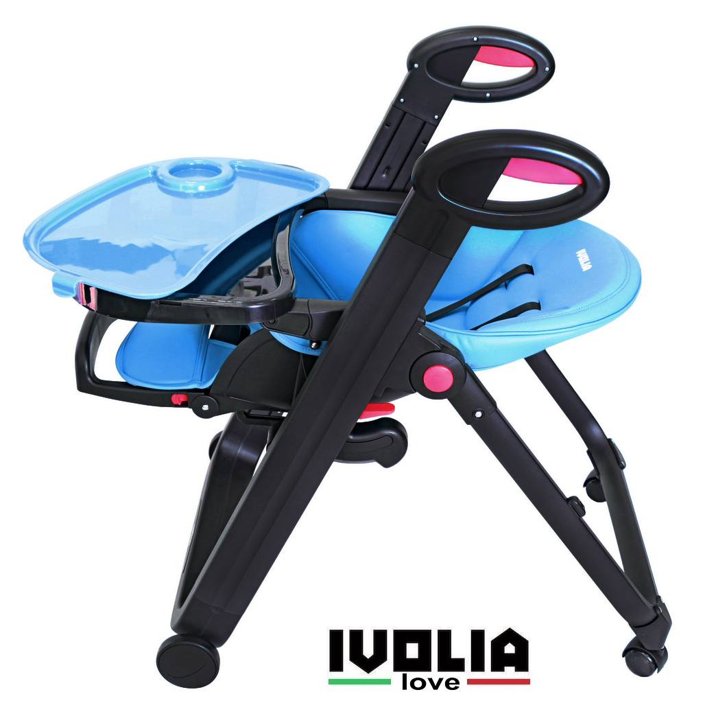 Стульчик для кормления Ivolia LOVE 02 4 колеса blue трансформер - фото 8