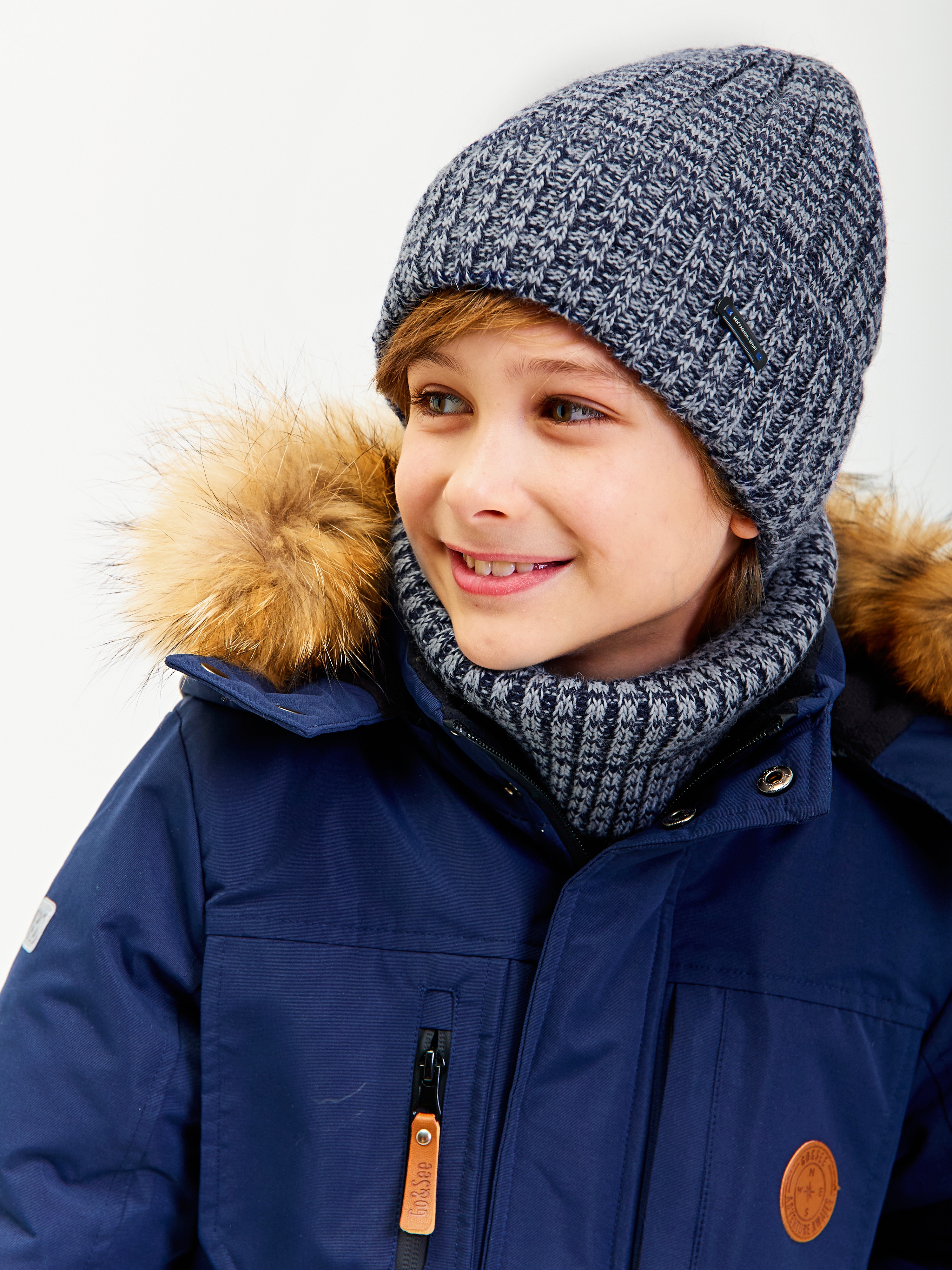 Шапка и снуд KUBRIO KU-H-107-WIN-BICOLOR-Dblue-grey - фото 1