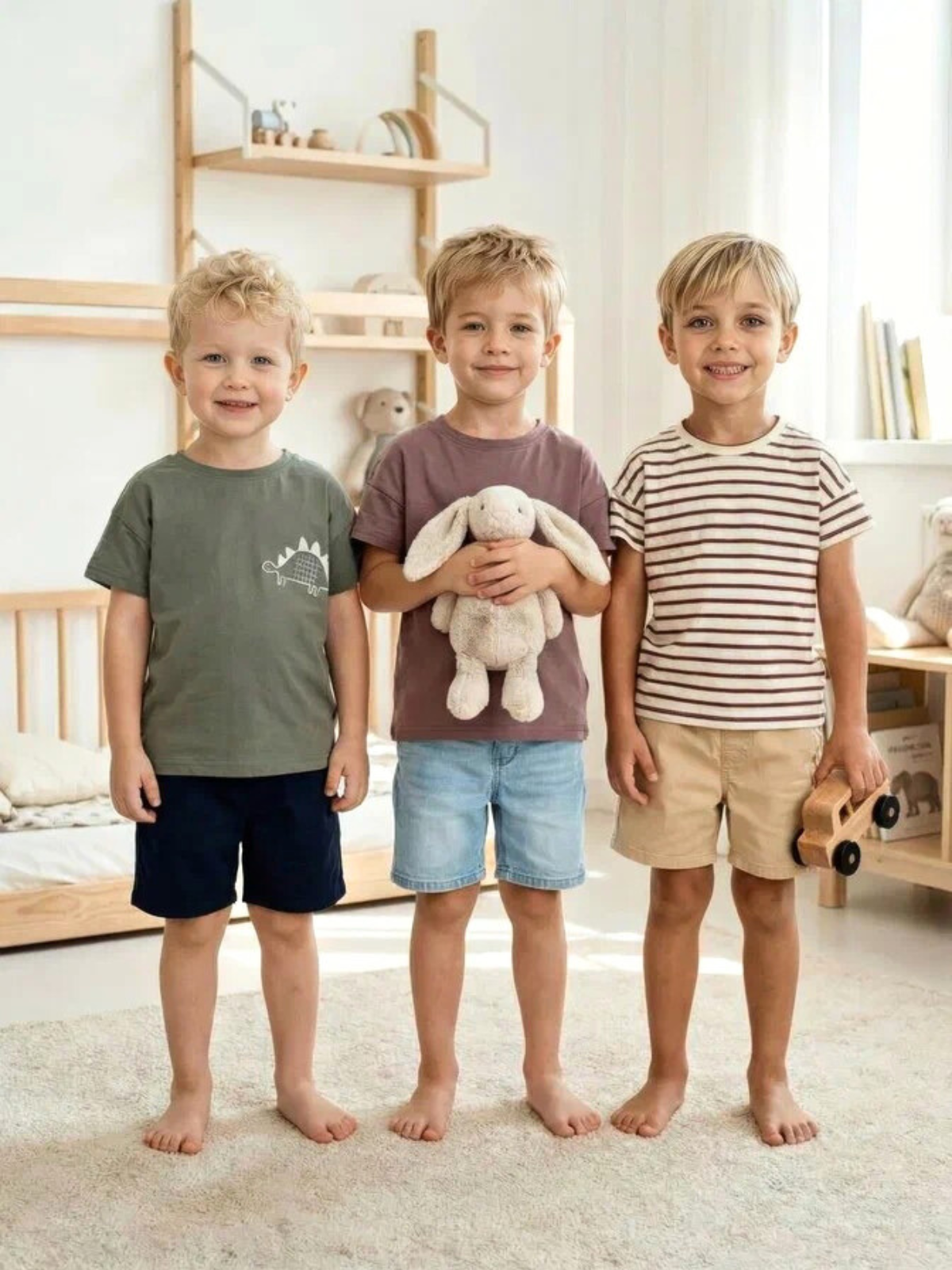 Футболка 3 шт Jelly Whale S23T01-3-Kha-Brwn-Strp - фото 2