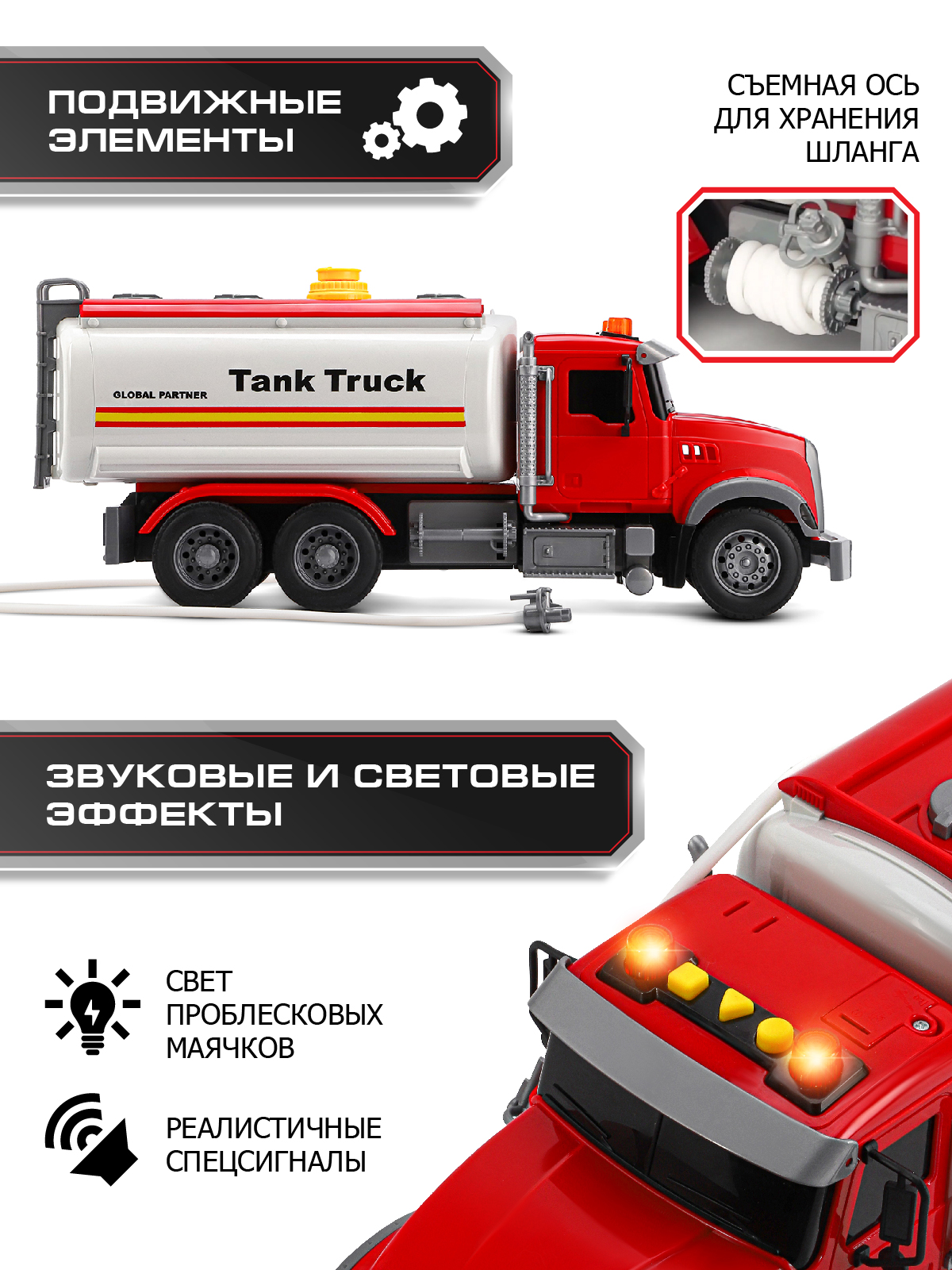 Грузовик AUTODRIVE Автоцистерна с водой JB0404181 - фото 3