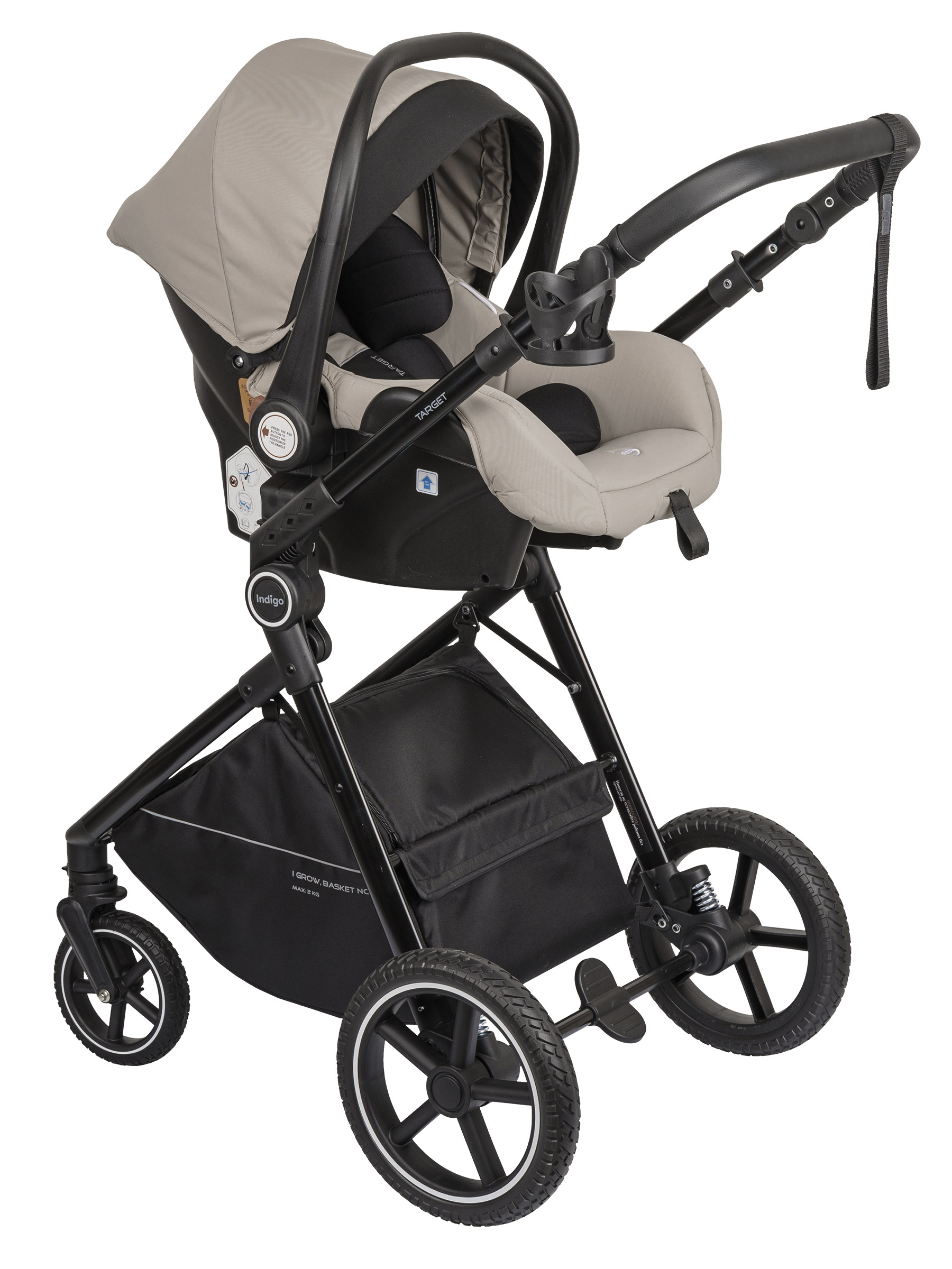 Коляска трансформер Indigo TARGET 3в1 бежевый - фото 24